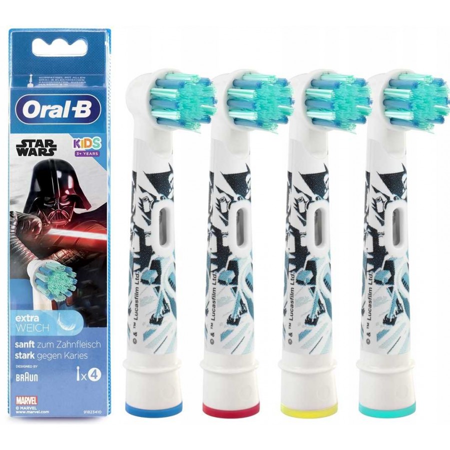 4 oryginalne końcówki Oral-B z wzorem Star wars do szczoteczki elektrycznej dla dzieci