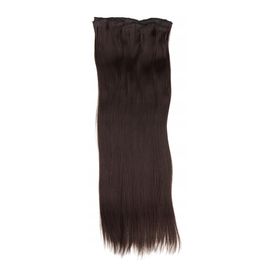 Włosy doczepiane, treska w kolorze ciemnobrązowym, długość 60 cm
