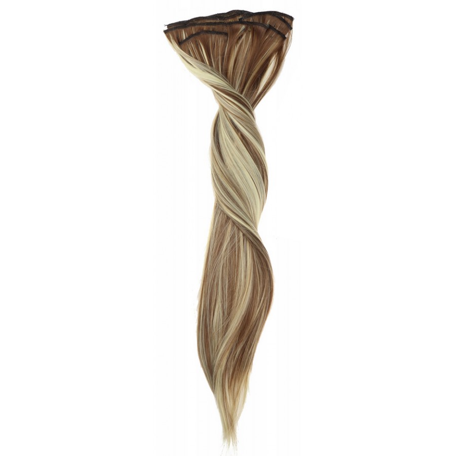 Włosy doczepiane syntetyczne 60 cm, clip in średni blond, treska